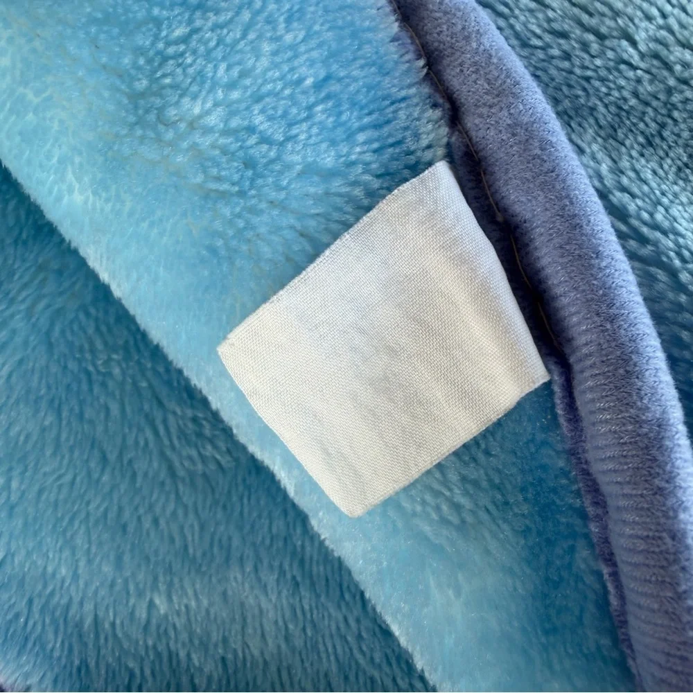 Vintage Deer Bunny Butterfly Flowers Plush Minky Blanket Blue 42x54 GUC